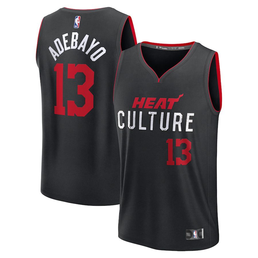 Men Miami Heat 13 Bam Adebayo Fanatics Branded Black City Edition 2023-24 Fast Break NBA Jersey